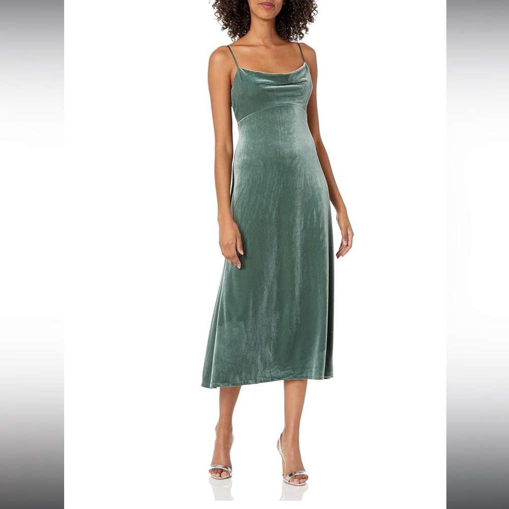 Jenny Yoo Women's Saba Velvet Cowl Neck‎ Midi Slip Dress
